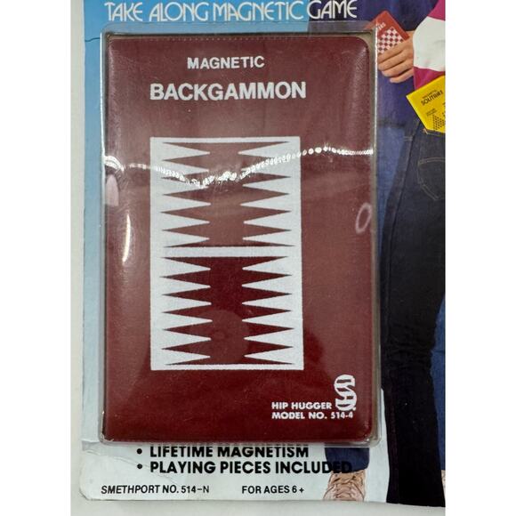 Hip Hugger Take Along Magnetic Backgammon Game 514-N Vintage 1987 New - Picture 2 of 5